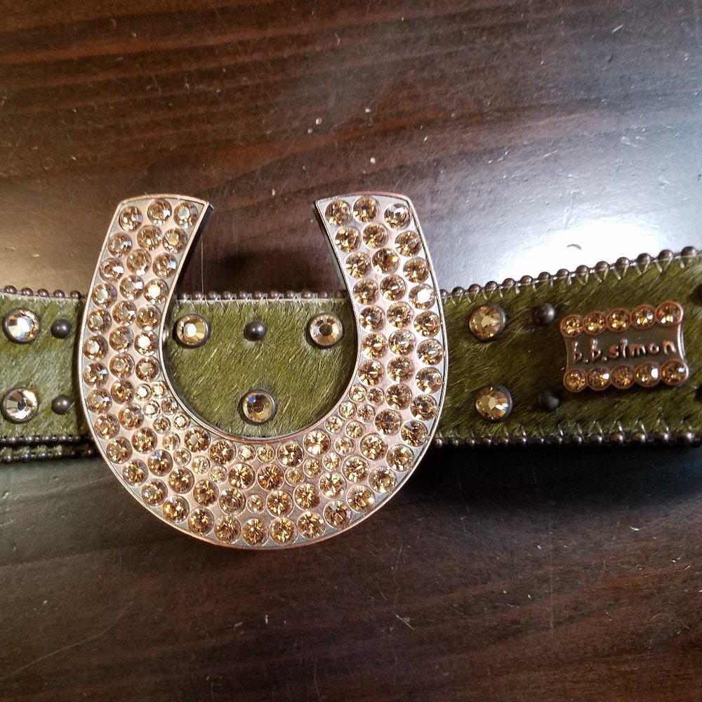 B.B. Simon Aliza-2 Belt w/ Horseshoe Buckle & Swarovski Crystals - Picture 14 of 16